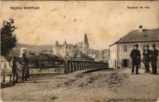 1915 Vajdahunyad, Hunedoara; Vashíd és vár, üzlet / iron bridge, castle, shop (fl)