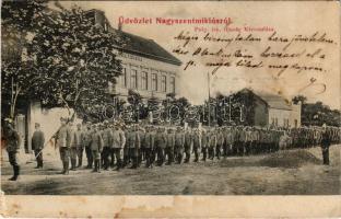 1913 Nagyszentmiklós, Sannicolau Mare; Polgári fiúiskola, ifjúság kivonulása. Kubarik fényképész felvétele / boys' school assembly (r)