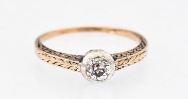 14K arany gyűrű gyémánttal, 0,25 ct, jelzett m: 55, bruttó: 2,57 g