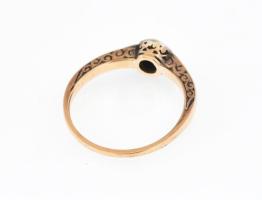14K arany gyűrű gyémánttal, 0,25 ct, jelzett m: 55, bruttó: 2,57 g
