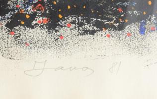 Kardos János (1946-2018): Kompozíció (kétoldalas mű), 1981. Vegyes technika, papír. Jelzett. üvegeze...