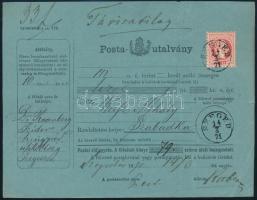 1871 5kr kék postautalványon Táviratilag / 5kr on money order SZEGED - Szabadka