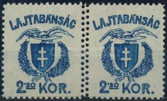 Nyugat-Magyarország VII. 1921 2,50K pár középen dupla fogazással, Bodor vizsgálójellel