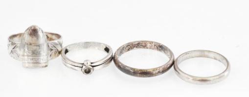 Ezüst(Ag) 4 db gyűrű, jelzettek, bruttó: 10 g