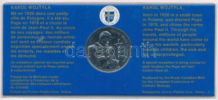 Kanada 1984. &quot;II. János Pál pápai látogatása Kanadában&quot; Ni emlékérem eredeti díszlapon (32mm) T:UNC Canada 1984. &quot;Papal visit of John Paul II in Canada&quot; Ni commemorative medallion in original packing (32mm) C:UNC