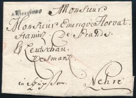 1784 Félportós levél Lőcsén és Késmárkon át Nehrére, v.Pressburg (Rompes 150 p)