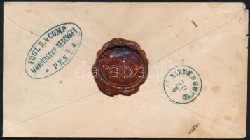 1871 5kr PS-cover with 10kr additional franking sent as domestic registered cover, "PEST / LIPÓ...