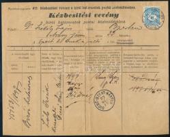 1897 Kézbesítési vevény 1888 Színesszámú 10kr bérmentesítéssel "BUDAPEST / LIPÓTVÁROS" - "DICSŐ-SZENT-MÁRTON"