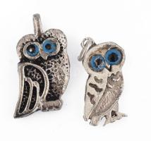 Ezüst(Ag) baglyos medál, 2 db, jelzett, bruttó: 6 g