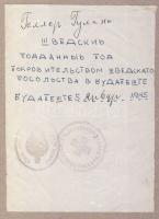 1945 Svéd Vöröskereszt kézzel írt igazolvány / Swedesh Red-Cross hand written pass