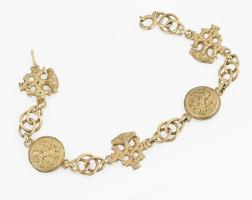 Aranyozott ezüst(Ag) karkötő, jelzett, h: 18,5 cm, sérült kapocs, 20,5 g