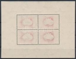 1950 UPU fogazott blokk részleges gépszínátnyomattal (apró benyomódások a bélyegek alatt a papírban) / Mi block 18 with partial machine offset (small imprints under the stamps in the paper)