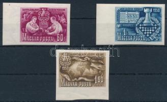 1950 Sakk ívszéli vágott sor / Mi 1092-1094 imperforate margin set