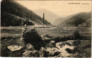 1912 Lucski-fürdő, Lúcky Kúpele (Liptó); látkép. Sochán P. kiadása / general view (ázott sarok / wet corner)