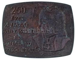 1985. &quot;250 éves a hazai bányászati és kohászati felsőoktatás - Samuel Mikoviny&quot; fém emlékplakett tokban (88x107mm) T:XF patina