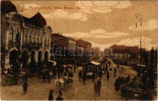 1916 Nagytapolcsány, Topolcany; Deák Ferenc tér, szálloda, piac. Platzko Gyula kiadása / square, hotel, market (EK)