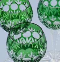 Ajka Crystal ólomkristály pohár készlet, zöld színezéssel, hibátlan, m: 20 cm