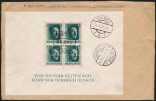 1937 Ajánlott légi levélen Hitler blokk / Mi block 7 on registered airmail cover "ANGERBURG" - "EISENERZ"