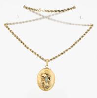 Aranyozott ezüst nyaklánc fényképtartós medállal jelzett 24 g