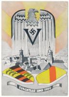 1942 Furchtlos und Treu. WehrKreiskommando V Stuttgart für das Kriegs WHW 1939/40 / NSDAP German Nazi Party propaganda, swastika, coat of arms (EK)