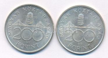1993. 200Ft Ag "MNB" (2x) T:AU patina
Adamo F13