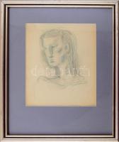 Korniss Dezső (1908-1984): Fej, 1930 körül. Ceruza, papír, jelzés nélkül. Reprodukálva: Kolozsváry Marianna: Csak tiszta forrásból. Hagyomány és absztrakció Korniss Dezső (1908-1984) művészetében. Bp., 2018, Magyar Nemzeti Galéria. 277. o. Üvegezett fakeretben. Lapszéli javításokkal. 20×16 cm. / pencil on paper on paper, unsigned, reprudced in the book: Kolozsváry Marianna: Csak tiszta forrásból. Hagyomány és absztrakció Korniss Dezső (1908-1984) művészetében. Bp., 2018, Magyar Nemzeti Galéria, page 277. With minor restorations on the edge of the paper. Framed.