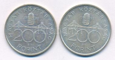 1993. 200Ft Ag "MNB" (2x) T:AU,XF patina, kis karc
Adamo F13