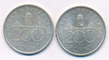 1993. 200Ft Ag "MNB" (2x) T:AU,XF patina, kis karc
Adamo F13