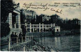 1909 Abbazia, Opatija; Südstrand u. Arkaden-Cafe / seashore, beach and café (ázott sarok / wet corner)