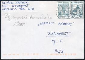 2007 Levél 2 db díjjegyes kivágással érvényesen bérmentesítve / Cover franked with 2 PS-cuttings