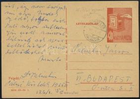 1965 40f díjjegyes levelezőlap, poloska a díjjegyben / PS-card with plate variety