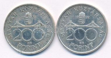 1992. 200Ft "MNB" Ag (2x) T:AU,XF patina
Adamo F13