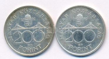 1992. 200Ft "MNB" Ag (2x) T:AU,XF patina
Adamo F13