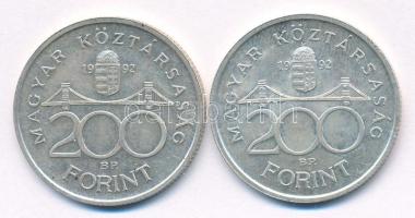 1992. 200Ft "MNB" Ag (2x) T:AU,XF
Adamo F13