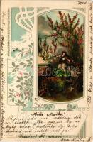 1902 Art Nouveau floral litho art postcard. E.S.D. Serie 8122. (EK)