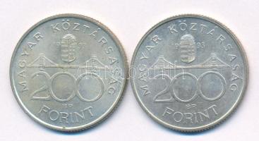 1993. 200Ft Ag "MNB" (2x) T:AU,XF 
Adamo F13