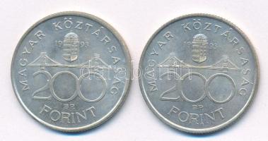 1993. 200Ft Ag "MNB" (2x) T:AU,XF 
Adamo F13