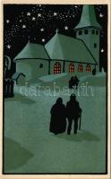 Az Orsz. Magy. Kir. Iparművészeti Iskola levelezőlapjai. Ungarische Werkstätte No. 2025. Kiadja Rigler J. E. r.t. / Hungarian Christmas art postcard