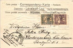 1900 Art Nouveau lady. Emb. Floral, litho (EK)