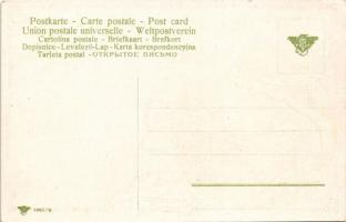 Art Nouveau, litho art postcard with romantic couple