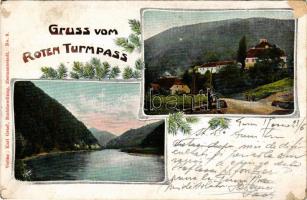 1908 Vöröstoronyi-szoros, Roter-Turm-Pass, Roter-Turmpaß, Roterturmpass, Pasul Turnu Rosu; látkép. K...