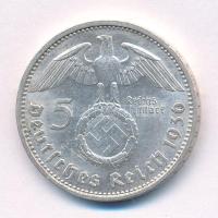 Német Harmadik Birodalom 1936E 5M Ag "Paul von Hindenburg" T:XF kis ph. 
German Third Rei...