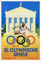 1936 Berlin XI. Olympische Spiele / 1936. évi nyári olimpiai játékok / 1936 Summer Olympics s: Schroffner + "Berlin Olympia-Schwimmstadion XI. Olympiade 1936" So. Stpl. (EK)