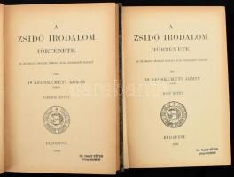 Kecskeméti Ármin: A zsidó irodalom története I-II kötet. Bp., 1908-1909, Izraelita Magyar Irodalmi Társulat, 334; 343 p. Átkötött aranyozott gerincű egészvászon-kötés, a II. kötet foltos borítóval, névbélyegzésekkel.