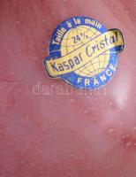 Kaspar Cristal francia kristály váza pár, egyik címkével jelzett, m: 10-11 cm