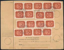 1946 (20. díjszabás) Teljes csomagszállító 22 db Milpengő bélyeggel "MAGYAREGREGY" / Compl...