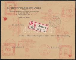 1945 (3. díjszabás) Ajánlott hivatalos levél gépi bérmentesítéssel Budapestről Vácra / Registered official cover with frankotyp franking