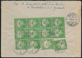 1946 (27. díjszabás) Ajánlott levél Budapetről Bernbe 12 db Adópengő bélyeggel (5.600.000 AP) / Registered cover with 12 stamps franking to Bern