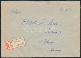 1946 (27. díjszabás) Ajánlott levél Budapetről Bernbe 12 db Adópengő bélyeggel (5.600.000 AP) / Regi...