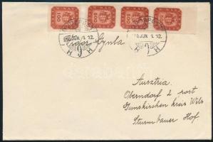 1946 (18. díjszabás) Levél 4 db Milpengős bélyeggel Ausztriába, a díjszabás első napján / Cover with 4 stamps to Austria